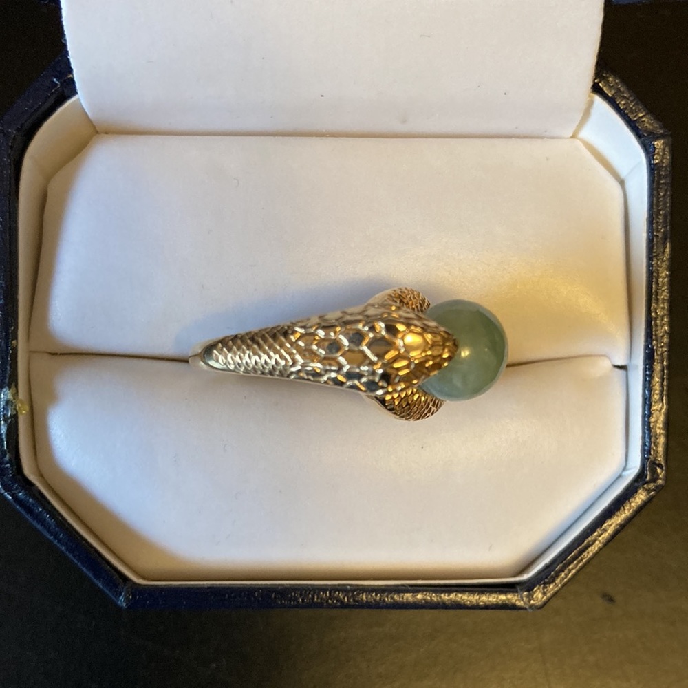 NEW—- Jade and 14k Gold Ring - Picture 2 of 6